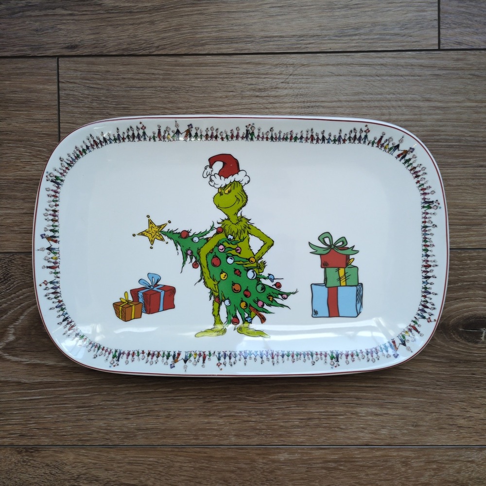 Williams Sonoma The Grinch Serving Platter White Christmas Whoville 14.5in